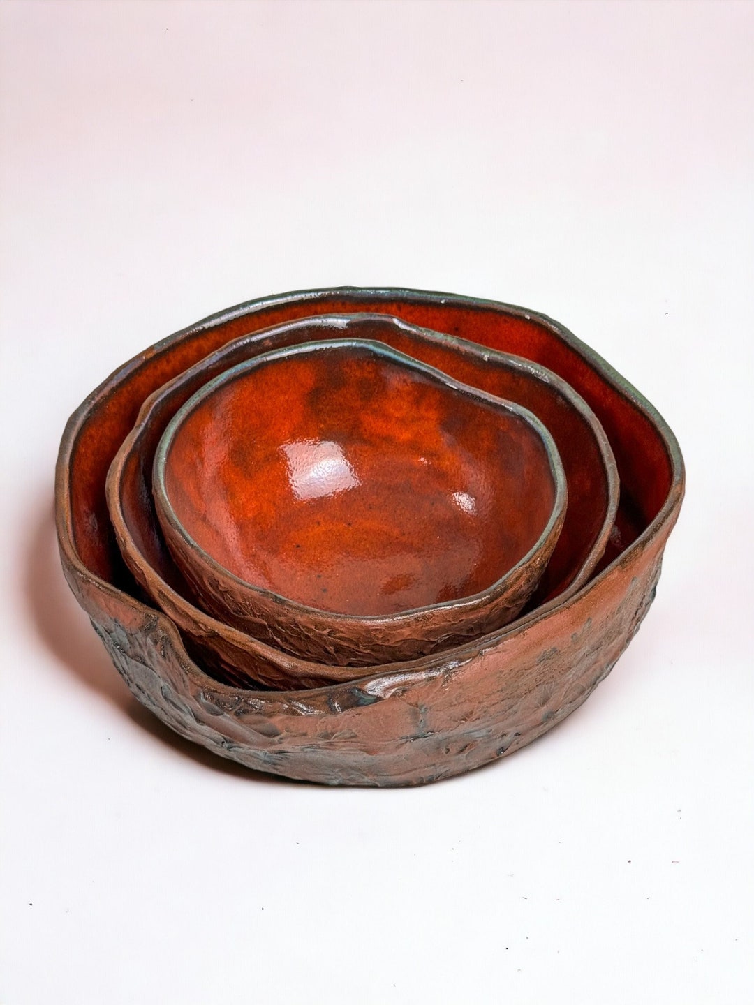 3 Piece Design Deep Dish Plate Set, Handmade Colorful Ceramic Plate Set