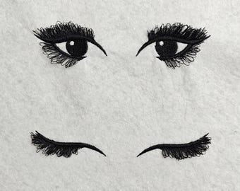 2 fringe embroidery files open and closed eyes in 12 file formats