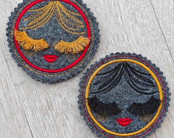 Embroidery design "Girl with fluffy eyelashes" for Kletties for Ergobag or application