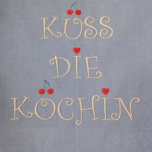 Kiss the cook - saying for the apron, embroidery file, embroidery design