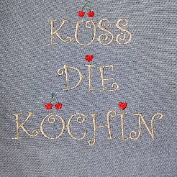 Küss die Köchin - Spruch für die Kochschürze, Stickdatei, embroidery design