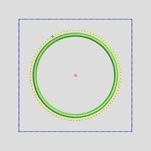 以下が含まれることがあります： 青い正方形の中に、緑色の円と、その周りを囲む黄色の円が描かれています。