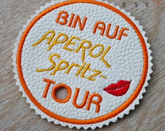 Embroidery design glass cover 2, glass lid embroidery file "I'm on an Aperol Spritz" 2, 12 embroidery file formats