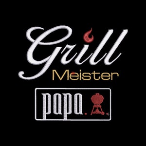 Grillmeister Papa - saying for the cooking apron, embroidery file, embroidery design