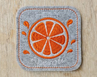 Glass coaster embroidery file “Holy Aperoli”, 12 embroidery file formats