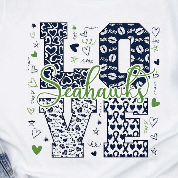 Seahawks SVG Love Seahawks svg Seahawks mascotte svg pom-pom girl svg Seahawks Cheer svg Seahawks coeur svg, esprit d’équipe svg, chemise Seahawks svg