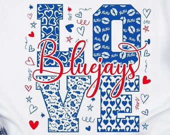 Bluejays SVG Love Bluejays svg Bluejays Mascot svg Cheerleader svg Bluejays Cheer svg Bluejays Heart svg,Team Spirit svg,Bluejays Shirt svg