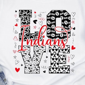 Indians SVG Love Indians svg Indians Mascot svg Cheerleader svg Indians Cheer svg Indians Heart svg,Team Spirit svg,Indians Shirt svg,Cricut