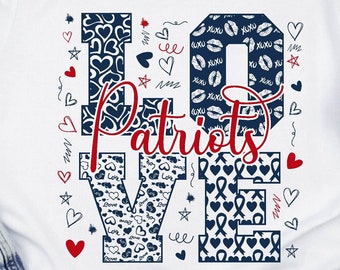 Patriots SVG amour patriotes svg patriotes mascotte svg pom-pom girl svg patriotes Cheer svg patriotes coeur svg, esprit d'équipe svg, patriotes chemise svg