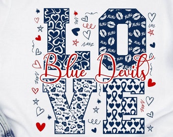 Blue Devils SVG Love Blue Devils svg Blue Devils Mascot svg Cheerleader svg Cheer svg Blue Devils Heart svg,Team Spirit svg Shirt svg