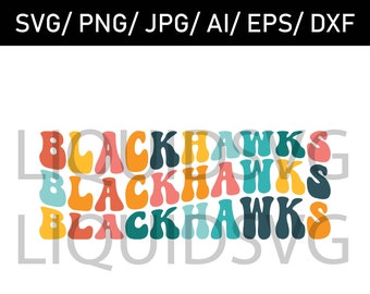 Blackhawks Wavy Stacked SVG, Mascot File (Digital Download)