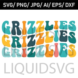 Grizzlies svg Grizzlies Wavy Stacked Svg Grizzlies Mascot Svg Team Mascot Svg School Spirit svg Grizzlies File Team Mascot School Team svg