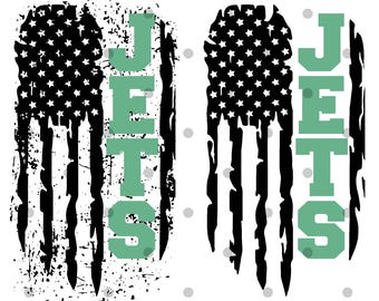 Jets SVG PNG | Distressed American Flag Football Team Svg | Green White Fan Shirt | Cricut Sublimation File