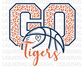 Go Tigers Basketball SVG, Leopard Print Mascot (Digital Files)
