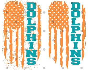 Dolphins SVG PNG | Distressed American Flag Football Team Svg | Aqua Orange Fan Shirt | Cricut Sublimation File