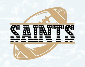 Saints Svg Png | American Flag Football Split Text Svg | Go Saints Team Sports | Cricut Sublimation File