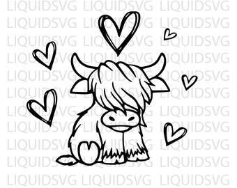 Baby Cow svg Highland Cow svg Cuttable Design SVG PNG dxf Eps Ai Pdf Jpg Designs Cricut Cameo File Silhouette Highland Heifer png Cute Cow