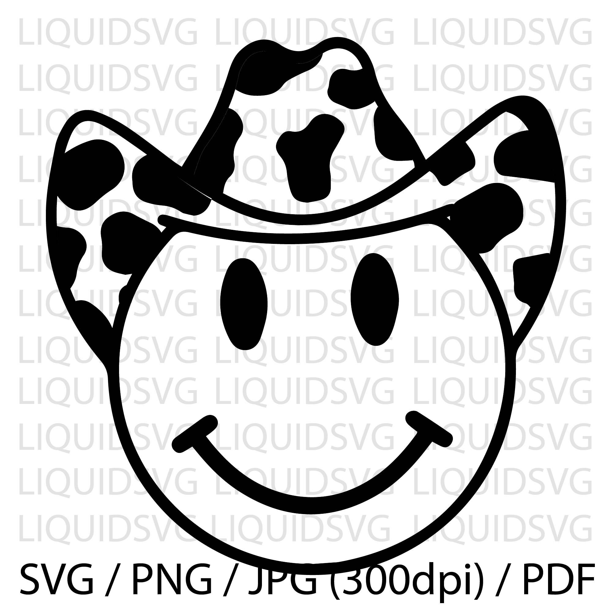 Smiley Face SVG Smiley Cow Print Hat PNG Svg Dxf Ai Eps Pdf - Etsy