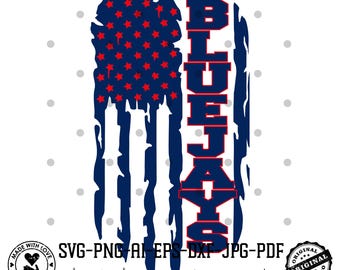 Bluejays SVG PNG | Team Spirit Outline Distressed Flag Football Svg | Go Bluejays Team Design | Cricut Sublimation File