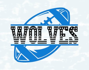 Wolves Svg Png | American Flag Football Split Text Svg | Go Wolves Team Sports | Cricut Sublimation File