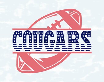Cougars Svg Png | American Flag Football Split Text Svg | Go Cougars Team Sports | Cricut Sublimation File