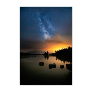 Two Jack Lake, Canada Alberta, Banff National Park, Milky Way Astrophotography, Canvas, photography, mountain, wall decoration, interior