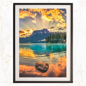 Golden Sunrise - Photography Wall Art of Emerald Lake, Yoho National Park, Canada for Home and Office Decor