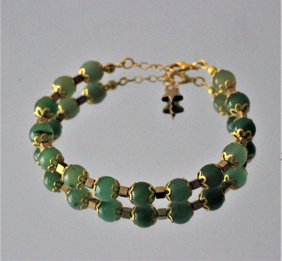 Aventurine Bracelet , Aventurine - Hematite Gemstone Healing Bracelet , Beaded Bracelet , Gift For Her , Crystal Bracelet , Best gift idea