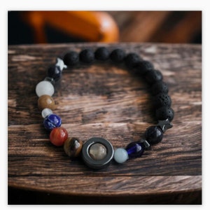 Universe Galaxy the Eight Planets Gemstone Bracelet , Solar System , Natural Stone Bead Bracelet, Gift For Her, Magic, Gemstone, Astrology
