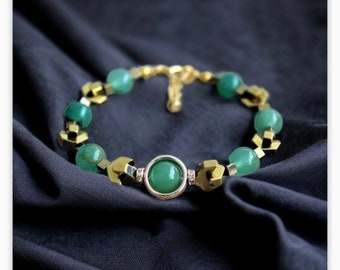 Aventurine Bracelet , Natural Stone Bangle , Beaded Bracelet , Best Gift For Her, Gemstone Jewelry , Handmade , Natural Cyrstal