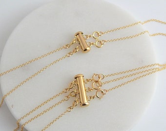Layered Necklace Clasp, Gold Layering Clasp, Gold Multi Strand Spacer, Stacking Clasp, Tangled Necklace Seperator, Double Detangler, Silver