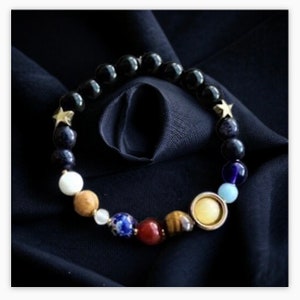 Planet Bracelet, Universe Solar System Bracelet Natural Stone Eight Planets Bracelet, Galaxy Bead Bracelet , Yoga Space Men Women Gift