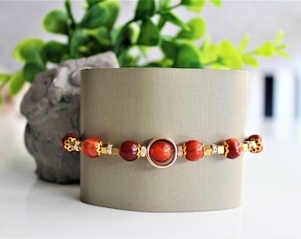 Red Agate Healing Gemstone Bracelet, Healing Bracelet, Beaded Bracelet, Gift For Her, Couple Bracelets, Gemstone Jewelry
