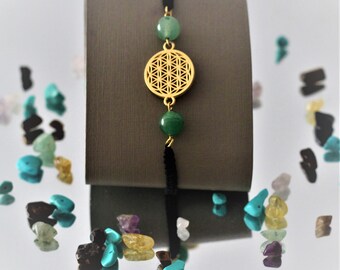 Aventurine Bracelet - Flower of Life Aventurine Gemstone Bracelet, Healing Bracelet, Beaded Bracelet, Gift  ,Couple Bracelets,  minimalist