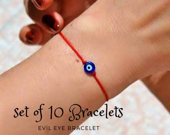 Pulsera de mal de ojo, hilo rojo, joyería de mal de ojo, pulsera de Mal De Ojo, pulsera de protección de la amistad, pulsera de cinta roja, juego de 10