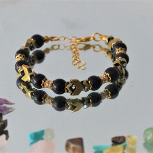 Handgemaakte Ster Steen Gouden Hematiet Edelsteen Armband, Helende Armband, Kralen Armband, Cadeau voor Haar, Paar Armbanden, Edelsteen Sieraden