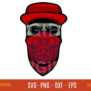 Bandana Skull with Cap Svg, Bearded Man, Day of the Dead, Dad, Mechanic, Skeleton Head, Gothic, Shirt, Cut File, Clipart, Png, Dxf, Eps