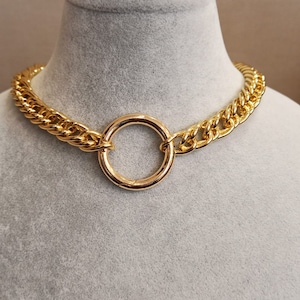 Stainless Steel Chain Necklace with metal o-ring clip - Unisex Necklace Silver, Gold, White Gold Cuban Link Chains Chokers Necklace