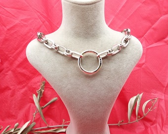 Chunky Stainless Steel Chain Necklace with O-Ring Clip Silver Color,24-7 Day Collars,Really Exquisite,Durable and Stylish,Trending Gift now