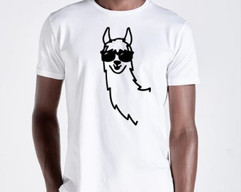 T-shirt Homme Blanc Original avec Cool Alpaga Graphic