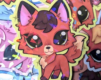 LPS Littlest Pet Shop Fuchs Glitzernde Holographische Vinyl Aufkleber