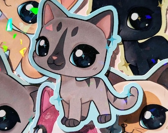 LPS Littlest Pet Shop Cat Sparkle Holographic Vinyl Stickers