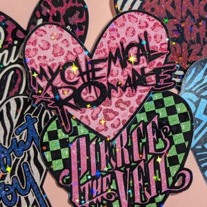 Band Emo Rock Heart Holographic Vinyl Sticker
