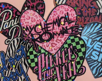 Band Emo Rock Heart Holographic Vinyl Sticker