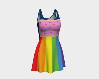 Cosmic Rainbow Flare Dress