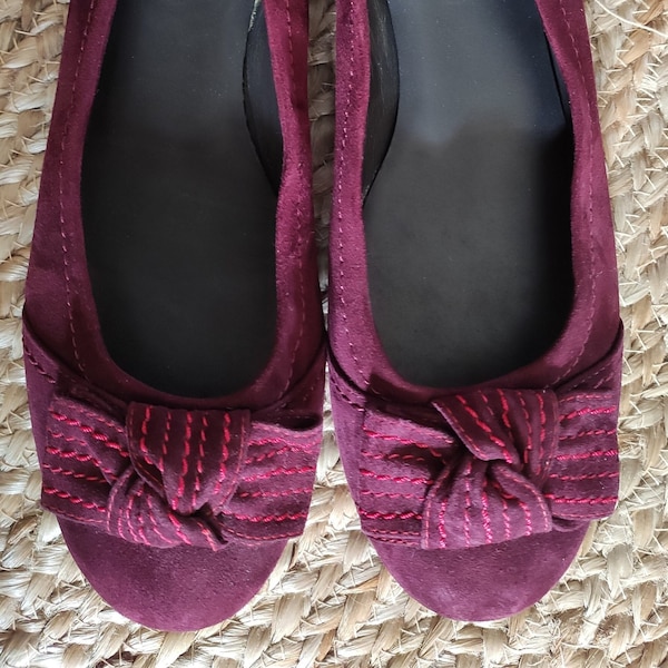 Andrea Manueli Ballerinas Bordeaux Gr. 39 Shoes 90er NEUWERTIG