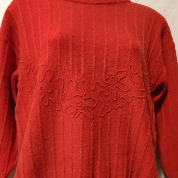VINTAGE Pullover Wollpullover Lamawolle Rot Gr. 38