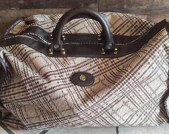 VINTAGE Goldpfeil Travel Bag Checkered Weekender 90s