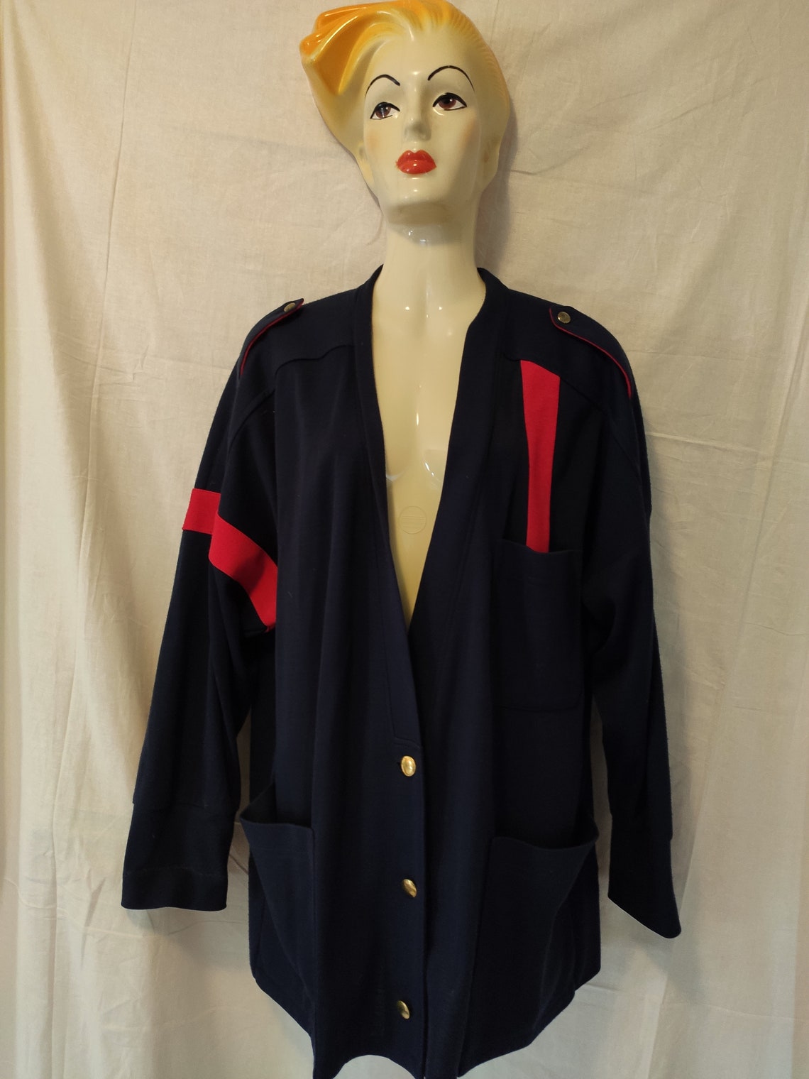 VINTAGE Strickjacke Jacke Blouson SANDY Gr. 44 Acryl/Wolle 90er, foto 1 di 5