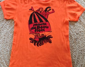 Vintage T-shirt Interlok Carnival Orange Storlek 6 Bomull/Viskos 90-tal